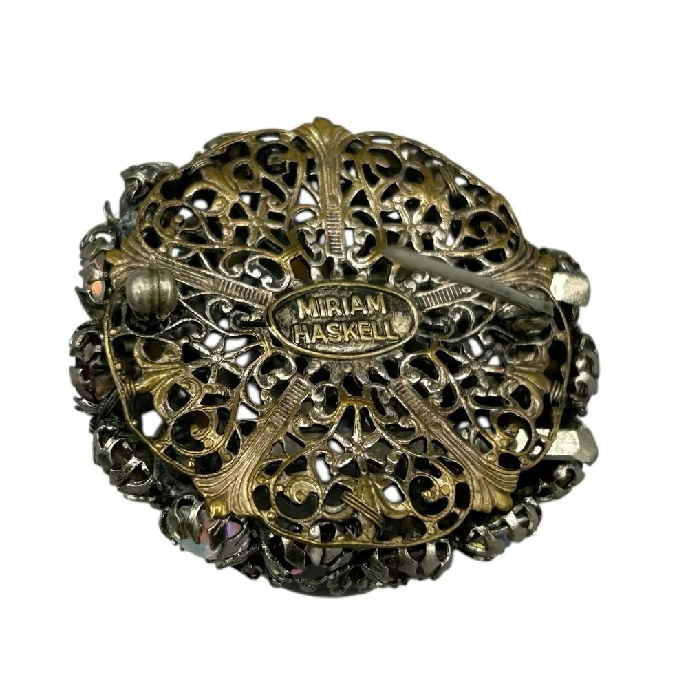 Miriam Haskell Mid Century Rhinestone Cabochon Statement Brooch